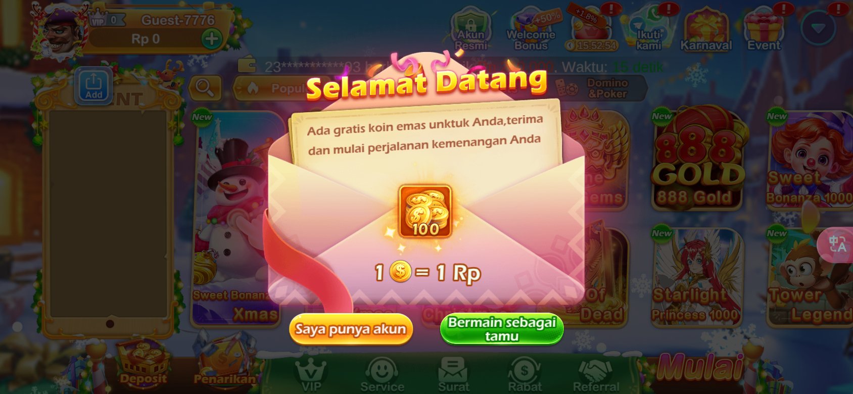 Gowin APK - Bonus koin emas gratis untuk pengguna baru.