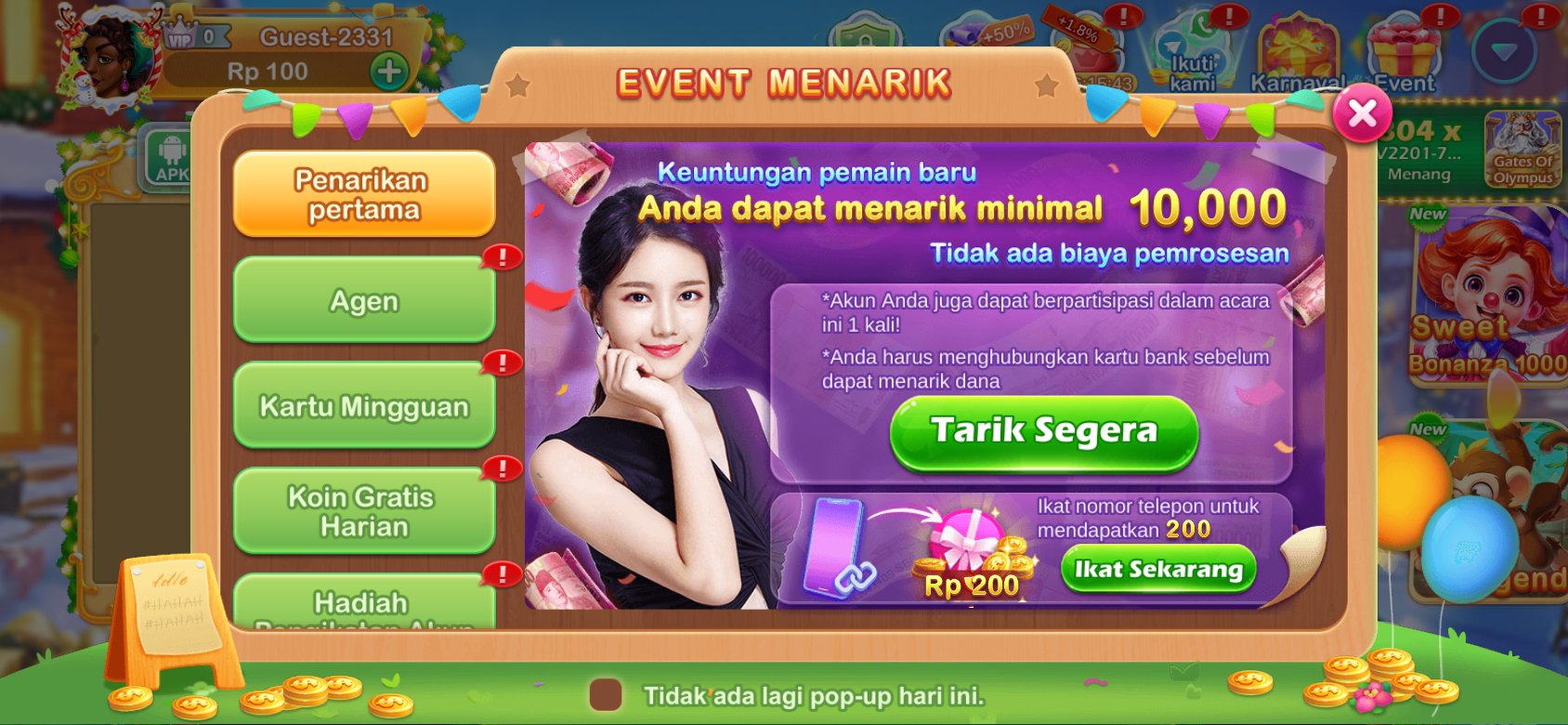 Gowin APK - Penarikan pertama tanpa biaya pemrosesan.